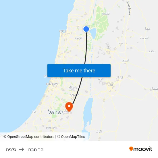 כלנית to הר חברון map