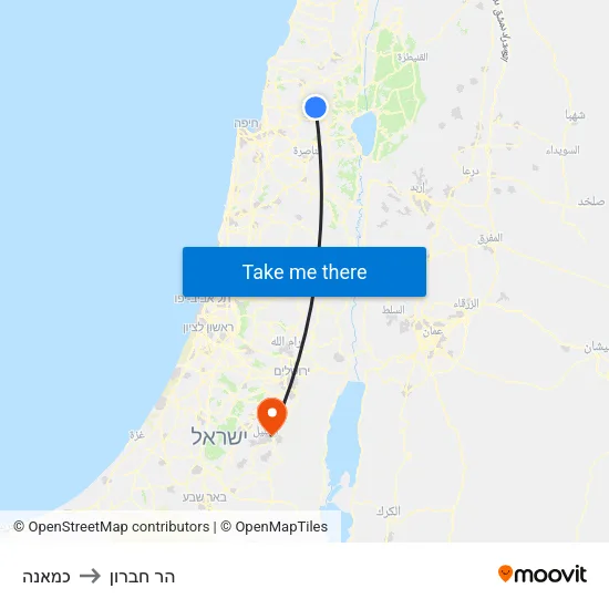כמאנה to הר חברון map