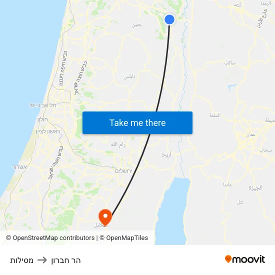 מסילות to הר חברון map