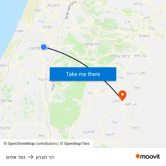 כפר אחים to הר חברון map