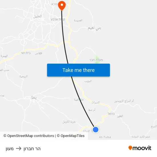 מעון to הר חברון map