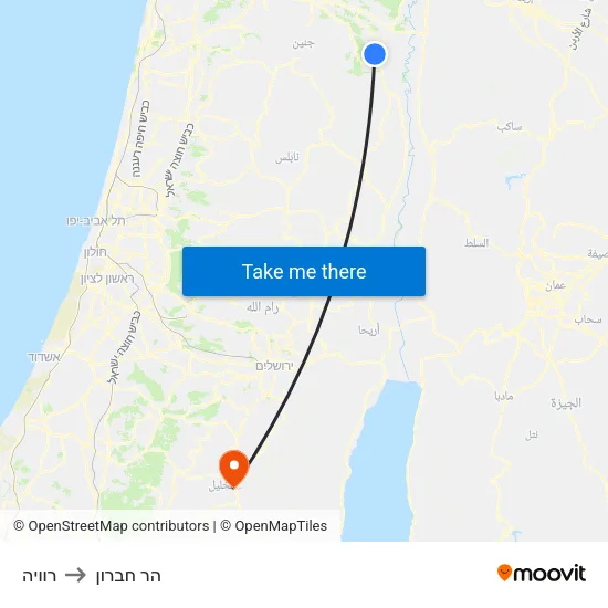רוויה to הר חברון map