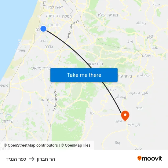 כפר הנגיד to הר חברון map