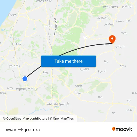 תאשור to הר חברון map