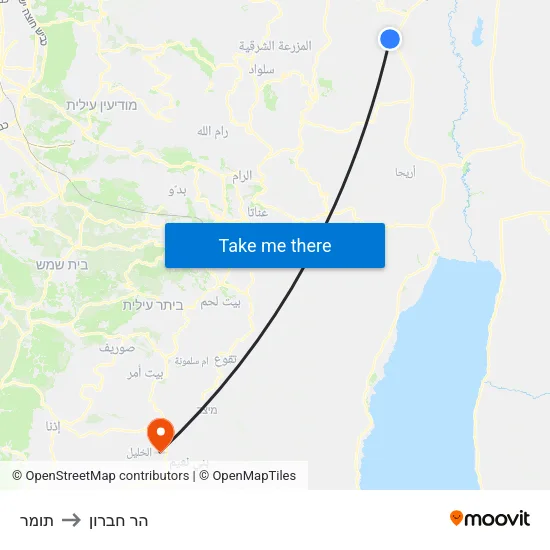 תומר to הר חברון map