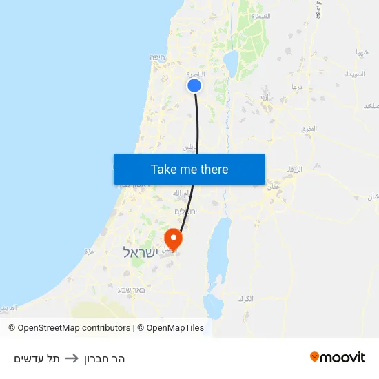 תל עדשים to הר חברון map