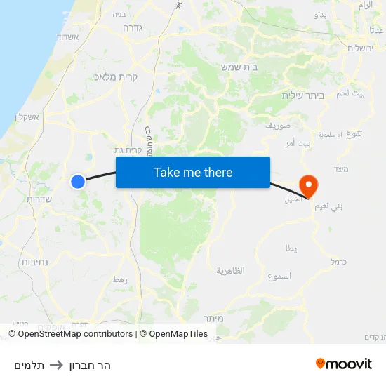 תלמים to הר חברון map