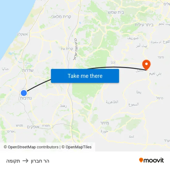תקומה to הר חברון map
