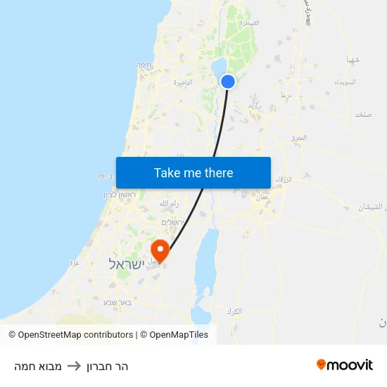 מבוא חמה to הר חברון map