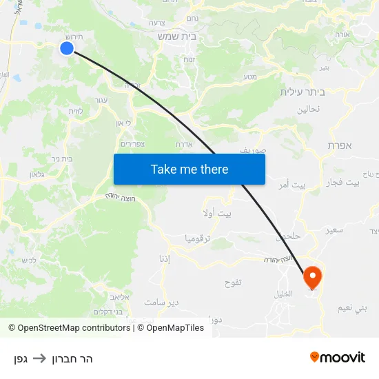 גפן to הר חברון map