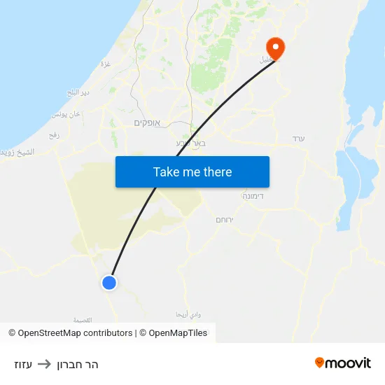 עזוז to הר חברון map