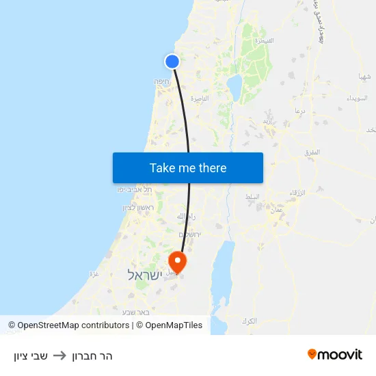 שבי ציון to הר חברון map
