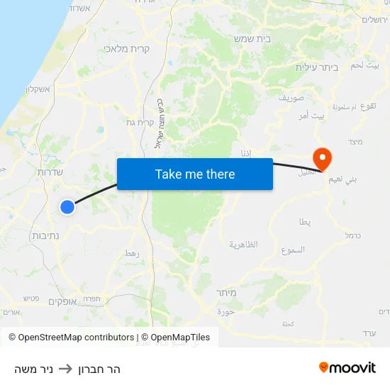 ניר משה to הר חברון map