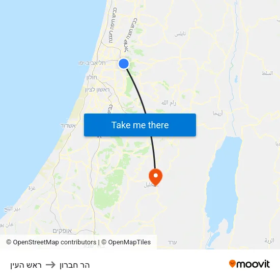 ראש העין to הר חברון map