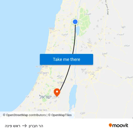 ראש פינה to הר חברון map