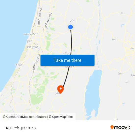 יצהר to הר חברון map