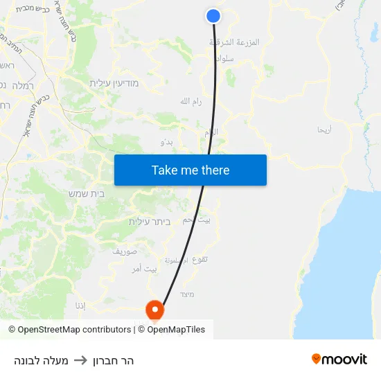 מעלה לבונה to הר חברון map