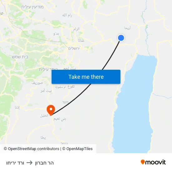 ורד יריחו to הר חברון map