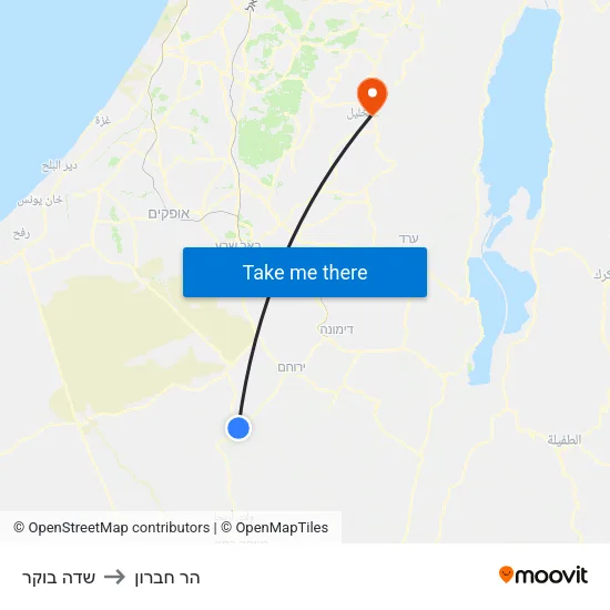 שדה בוקר to הר חברון map
