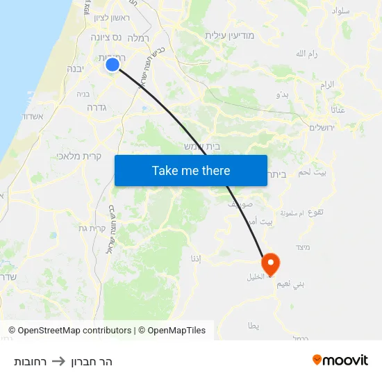 רחובות to הר חברון map