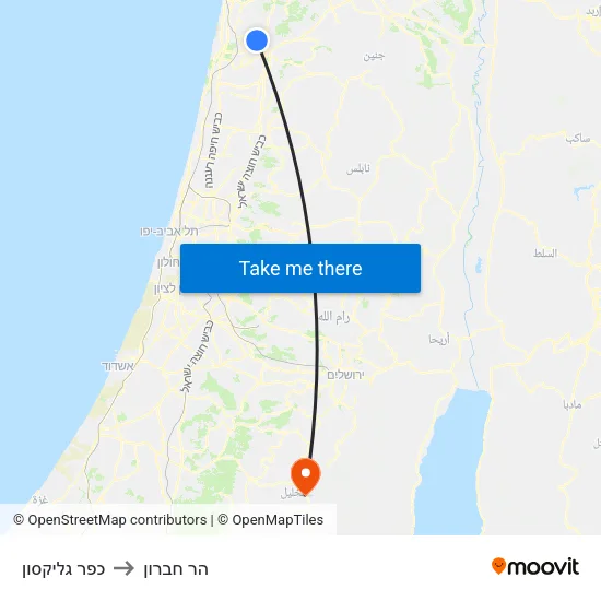כפר גליקסון to הר חברון map