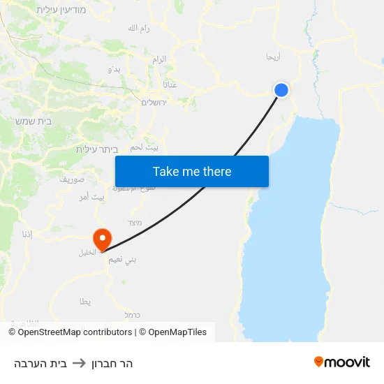 בית הערבה to הר חברון map