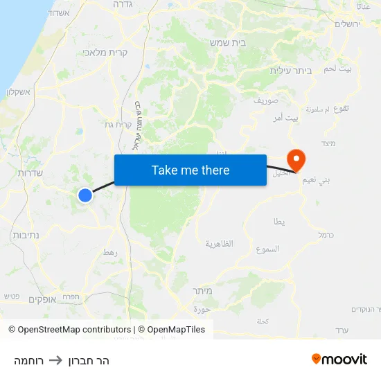רוחמה to הר חברון map
