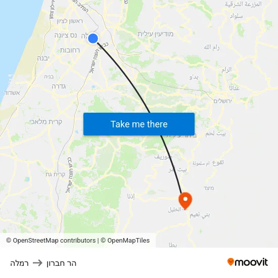רמלה to הר חברון map