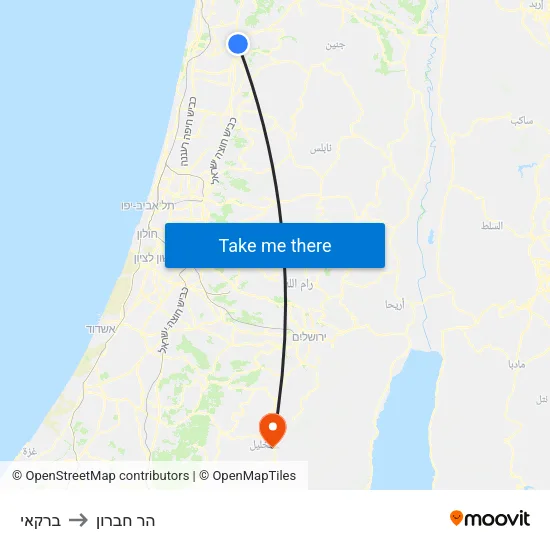 ברקאי to הר חברון map