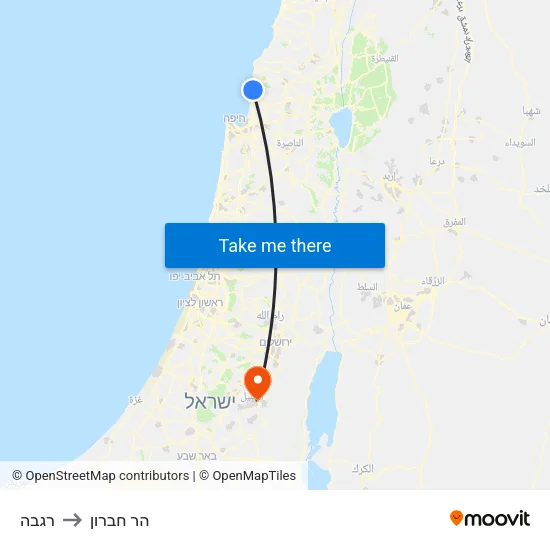 רגבה to הר חברון map