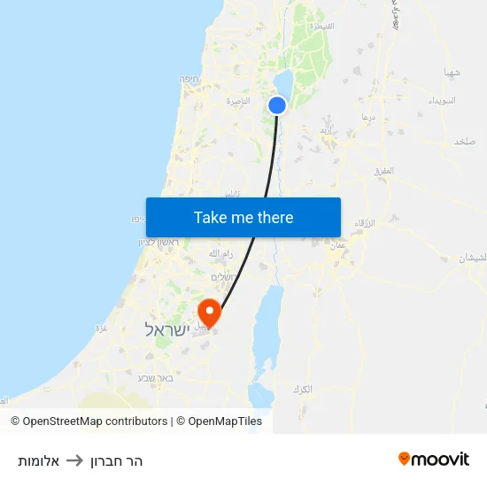 אלומות to הר חברון map
