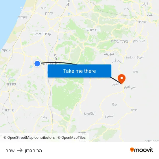 שחר to הר חברון map