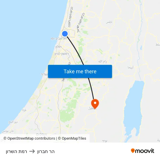 רמת השרון to הר חברון map