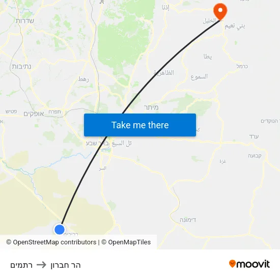 רתמים to הר חברון map