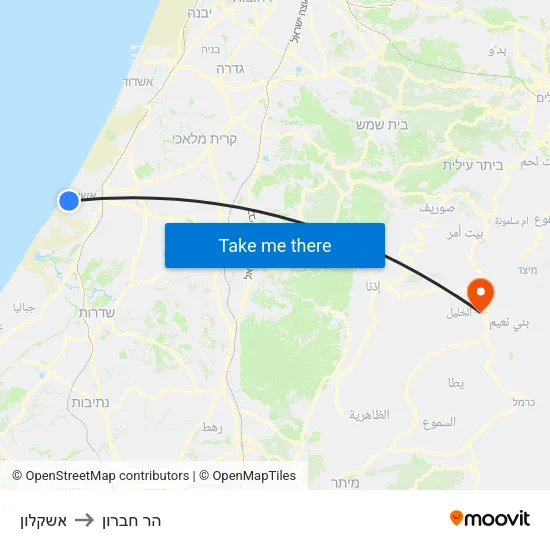 אשקלון to הר חברון map