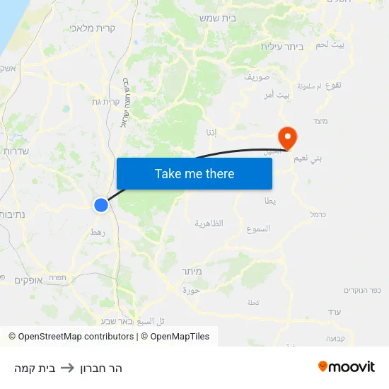 בית קמה to הר חברון map
