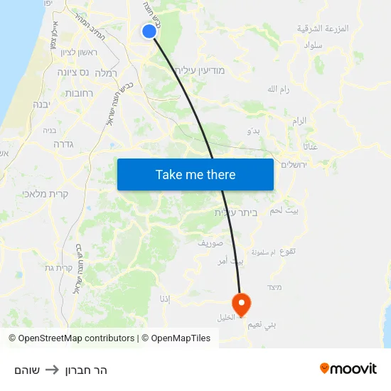 שוהם to הר חברון map