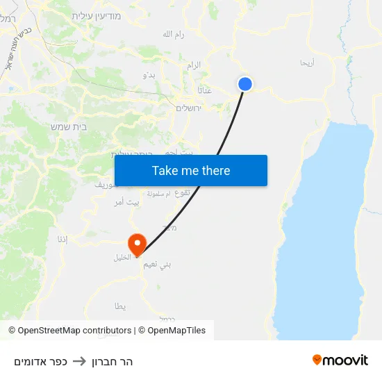 כפר אדומים to הר חברון map