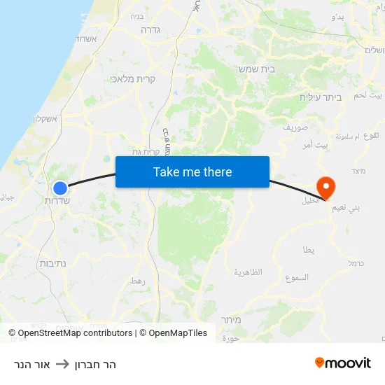 אור הנר to הר חברון map