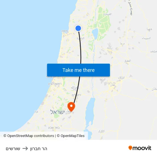 שורשים to הר חברון map