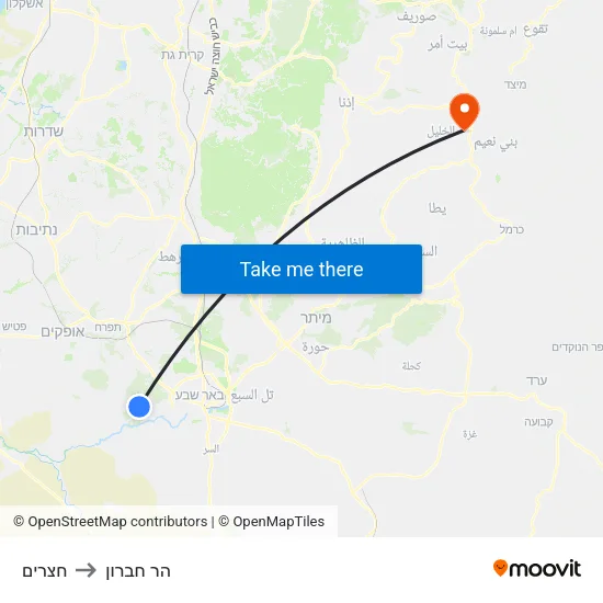 חצרים to הר חברון map