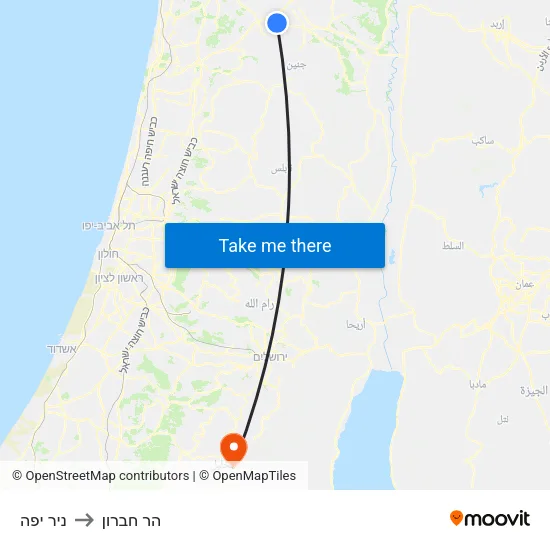 ניר יפה to הר חברון map