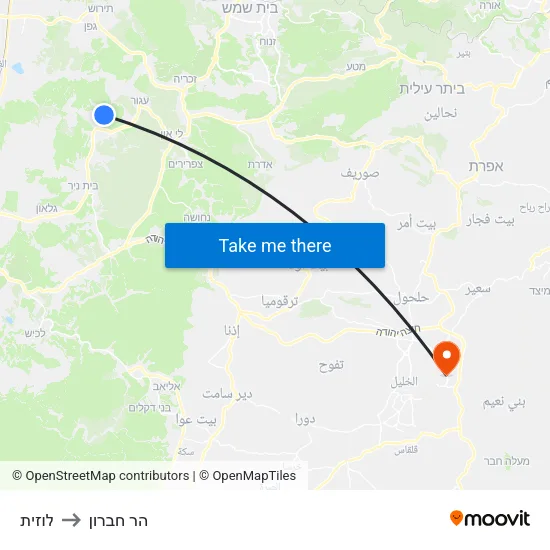 לוזית to הר חברון map