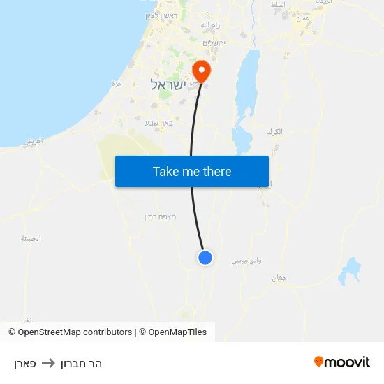 פארן to הר חברון map