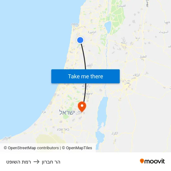 רמת השופט to הר חברון map
