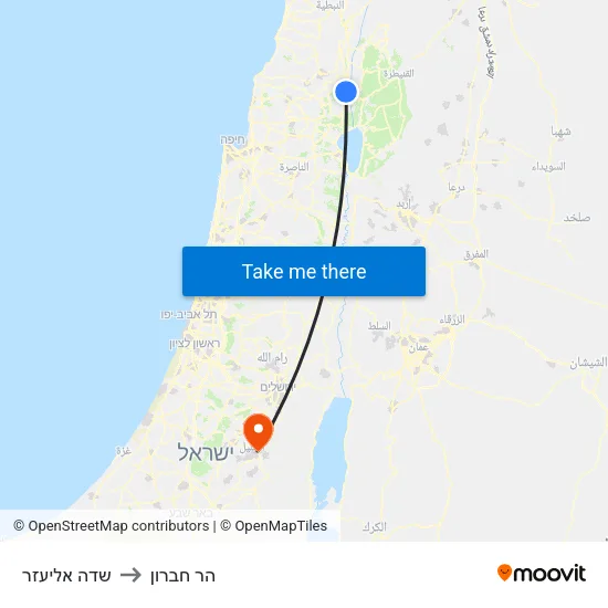 שדה אליעזר to הר חברון map