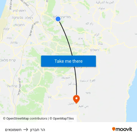 חשמונאים to הר חברון map