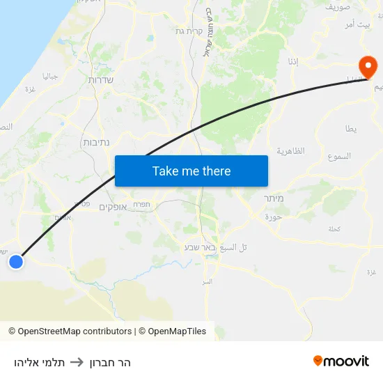 תלמי אליהו to הר חברון map