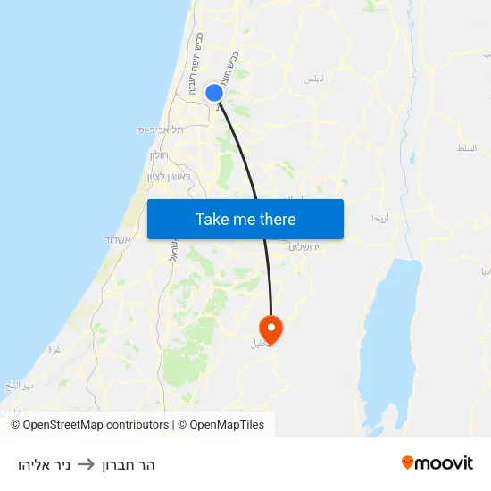 ניר אליהו to הר חברון map