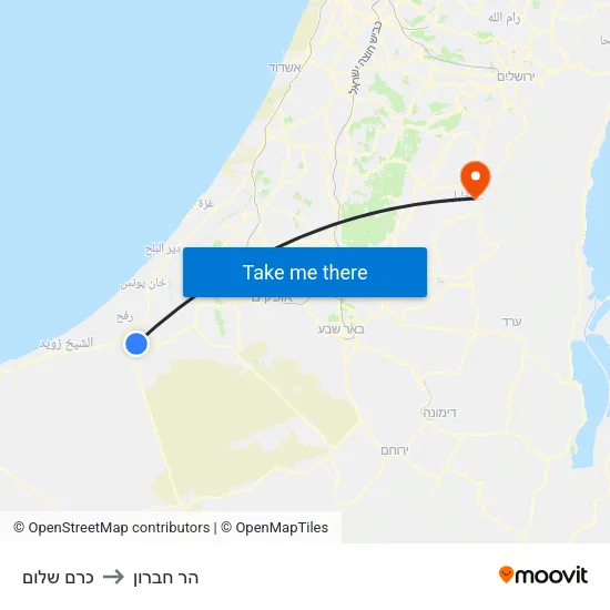 כרם שלום to הר חברון map